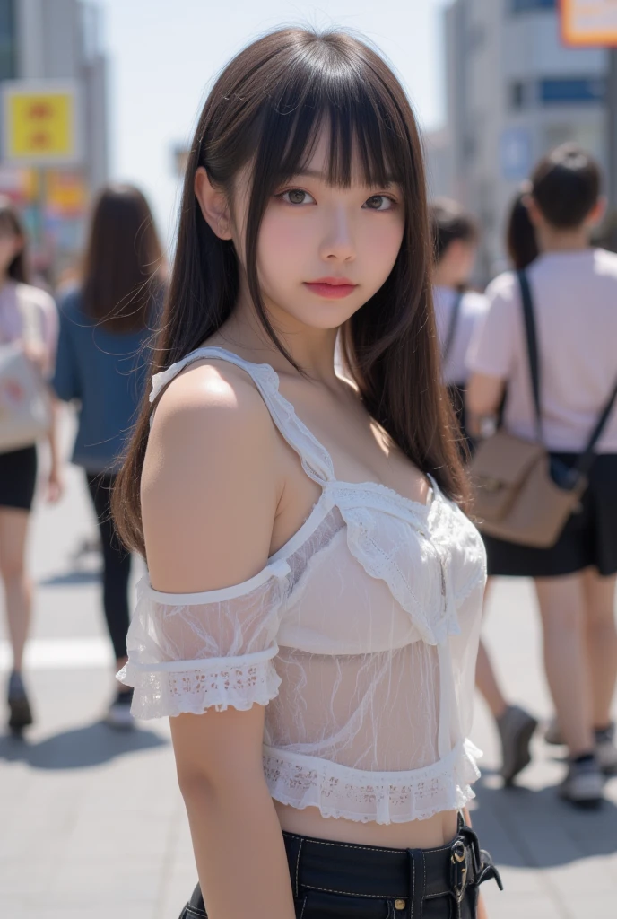 (Best-quality, Masterpiece, Ultra-High-Resolution, (Photorealistic:1.7), Raw Photo, depth of field, professional lighting, perfect anatomy, extremely details), 1girl, 15-years-old, the most famous Japanese idol, (extremely cute face like the most popular Japanese idol, ((extremely cute and extremely big eyes)), extremely beautiful hair, extremely beautiful skins), extremely cute long-eyelashes, extremely cute lips, 
(shopping at the most famous Japanese-supermarket), 
((wearing summer-clothes with cute-design)), 
(took large amounts of illegal-drugs, feeling unusually sexually aroused):1.6)