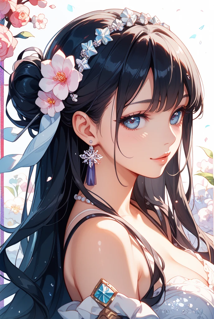 anime girl with long hair and blue eyes posing under a cherry tree, beautiful anime girl, Beautiful anime portrait, seductive anime girl, Beautiful anime woman, attractive anime girl, Smooth anime CG art, guys, pretty anime girl, Beautiful charming anime woman, (anime girl), anime grandma, portrait of an anime girl, anime girl, portrait anime girl