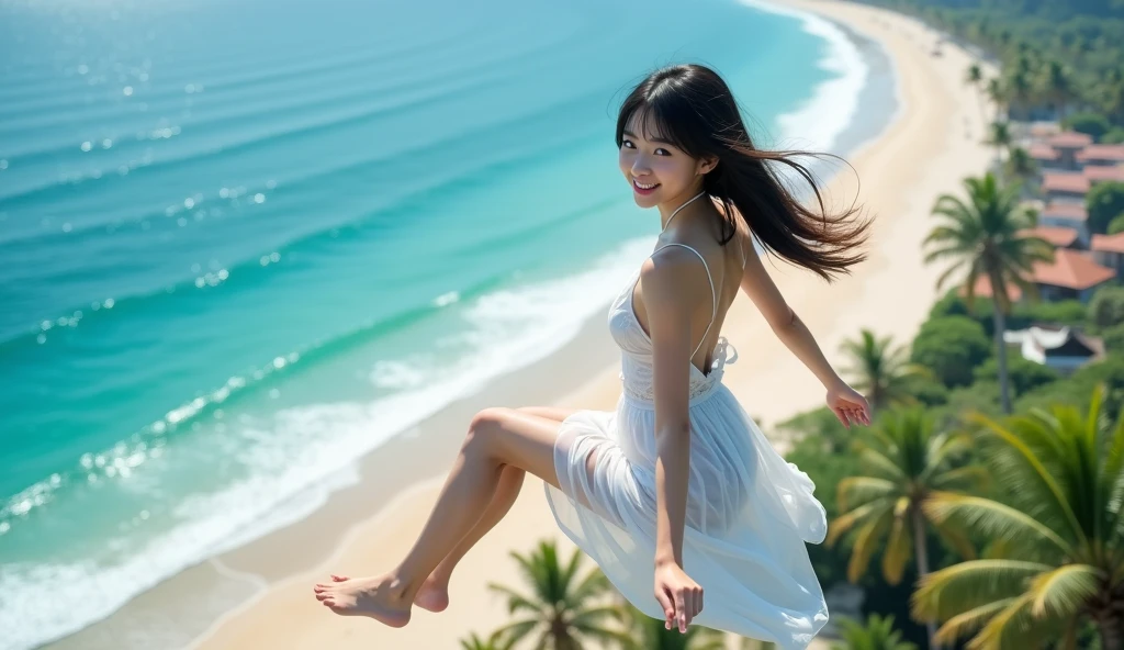 ((ExtremelyDetailed ( KAWAII Girl Floating in the Air:1.37) in WHITE at Dusk Enoshima Beach)), (masterpiece 8K TopQuality) (ProfessionalPhoto:1.37), {(Standing Full Body:1.2)|(from below:1.2)}, Different types of hair colors, {(White skinny(School Swimwear))|(SchoolUniform with WhiteSkinny LowRise shorts)}, {Detailed Childish hand|Hidden hand|Armpit|Different types of breasts of various sizes from HUGE to FLAT|(Clearly Visible the shape of Butt)}, Joyful Expressions LifeLike Rendering, PerfectLighting, Dazzling Horizon {Colorful Clouds | Starry IridescentParticles}