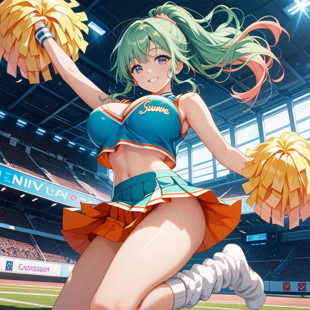 lum invader, detailed, anime, (torn cheerleader: 1.2), masterpiece, best quality, open mouth, fang, ultra-detailed, yellow eyes, Pretty eyes, Detailed face, Pretty girl, Big chest, Blushing, (Wet: 1.2), breasts, areola slip, (missionary position:1.5), (nipple: 1.2), (in a ward full of men: 1.2), (heart shaped pupils: 1.5)