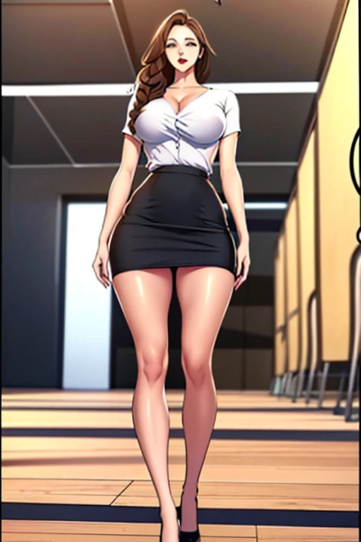 Hay una mujer con una falda corta posando para una foto, Colegiala hiperrealista, Una colegiala hiperrealista, Cuerpo perfecto sombreado realista, Colegiala realista, seductora chica de anime, Anime CG arte suave, Cuerpo perfecto fotorrealista, Render fotorrealista de Anime Girl, character is in her natural pose, Cuerpo perfectamente sombreado, Figura completa hiperrealista, Hermosa y seductora mujer de anime