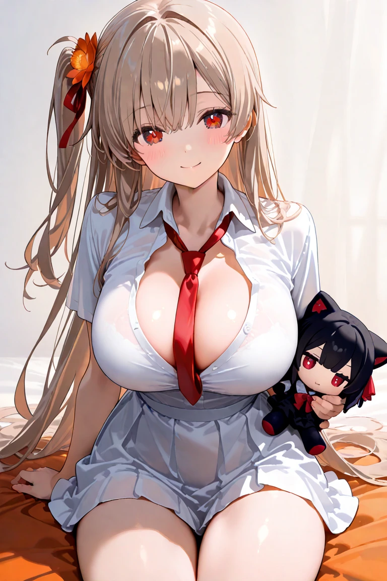 realisitic、top-quality、女の子 1 人、Cat's ears、White hair ,Medium Hair,Wavy Hair,Saliva、orgasm,nurse costume,Black PVC gloves,Big breasts ,all-fours,profetional lighting