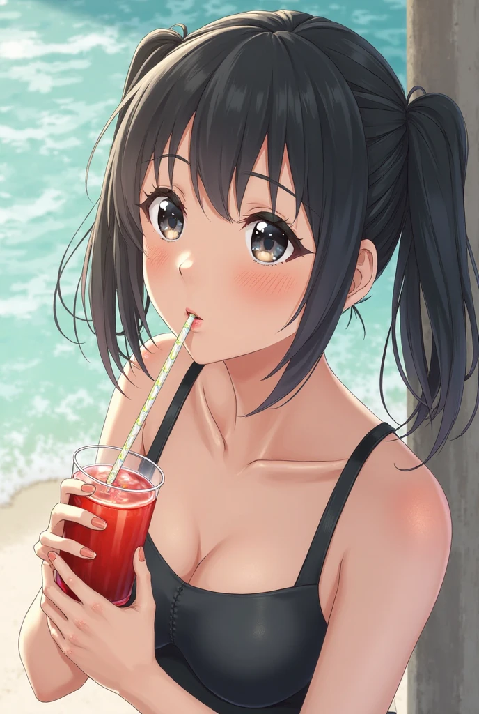 watermelon、mandarin orange、banana、strawberry、pineapple、melon、Grapeuscat、watermelonのかわいいブラとwatermelonのかわいい下着の女の子、Take a bath in a bath full of fruit、barefoot、