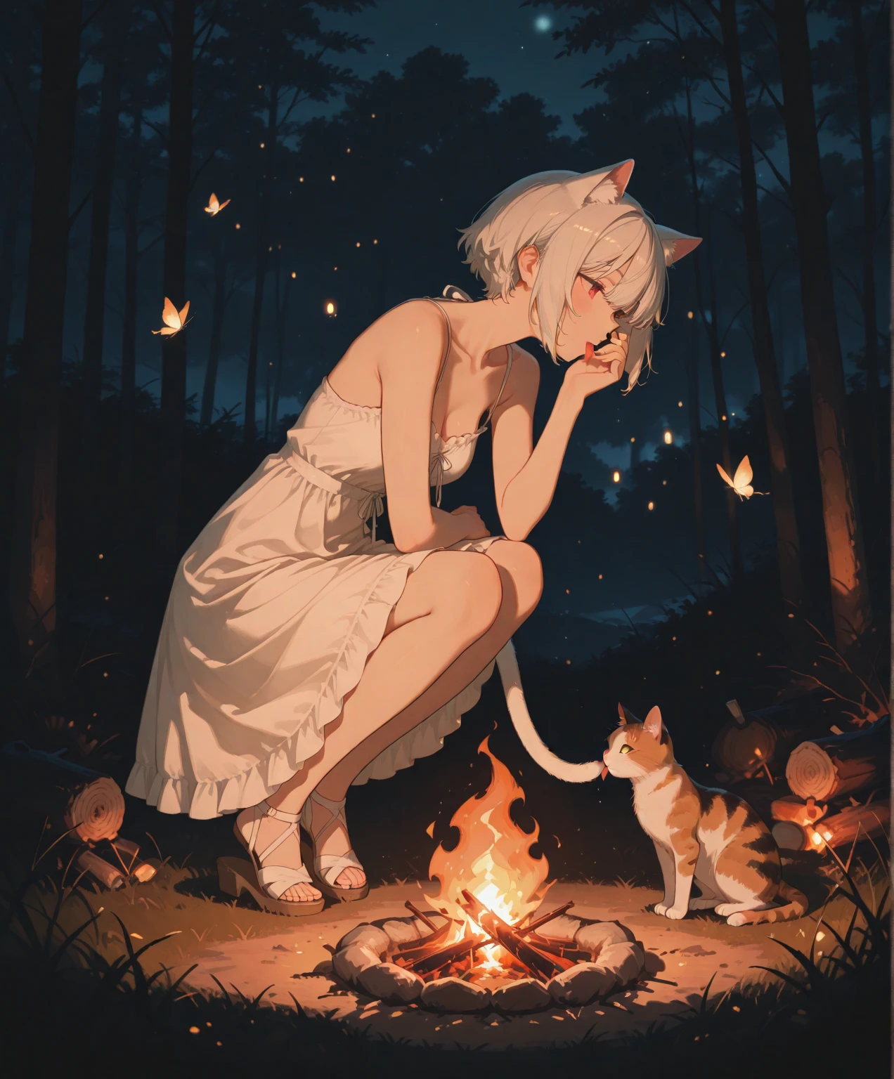 (1girl), (solo), (female), (masterpiece, photo, highres, realistic, best quality, hd, high detail, a lot of small details:0.9), (two legs),
(furry:1.2), (fluffy:1.1), (anthro:1.2), (snout:1.2), (gynomorph:1.4),
covered erect nipples, wet,
rain,
(fantasy:1.2, night), ancient ruins, moonlight, lying on bedroll next to campfire, sleeping,
(robot:1.4, joints:1.1),
short hair, (black hair | red hair | white hair), messy hair,
eyes closed,
black t-shirt, leather jacket, leather trousers, jackboots, backpack,