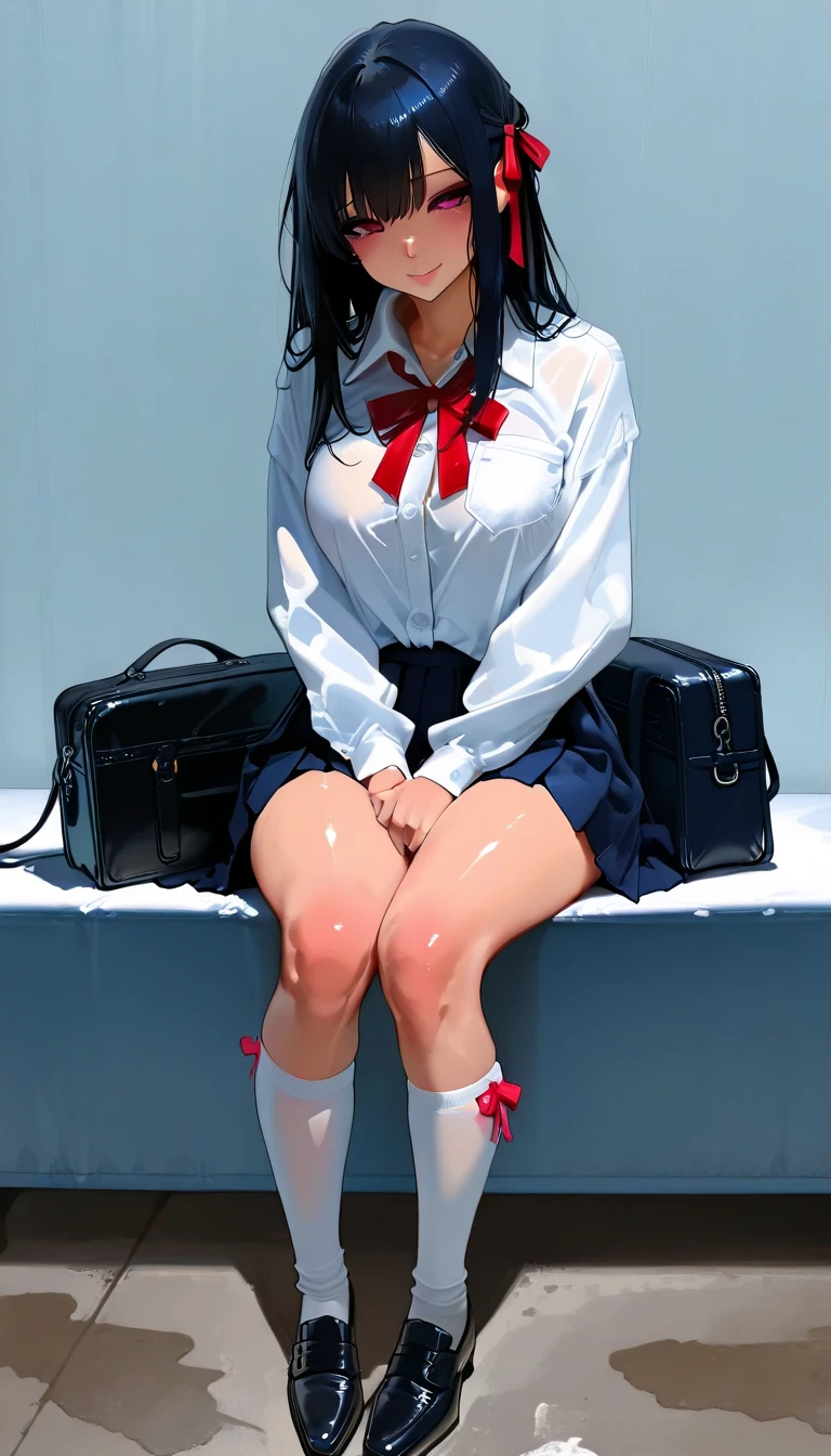 Japan woman in Alafed in sailor suit sitting on chair, realistic young gravure idol, Cute school girl, A surreal high school girl, Young and cute gravure idol, Surreal school girl, wearing Japanese school uniform, Young Gravure Idol, Japanese girls uniform, Japanese School Uniform, Young Sensual Gravure Idol, High school girl posing、（Panty showing pose）, masterpiece, anatomically correct, textured skin, high details