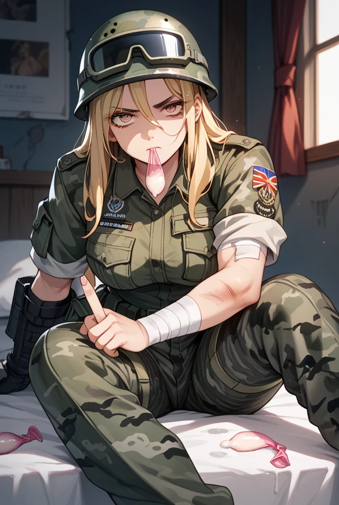 sexy fit russian female officer wearing camo uniform wearing russian army cap, sucking black man's dick, desert village, deepthroat, side view, ballsdeep, 1girl, cum dripping from face, photorealistic