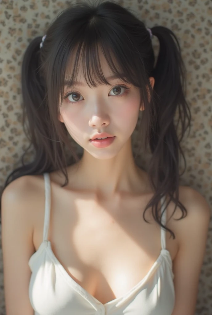 masterpiece, high quality,16k,32K,beautiful,get used to it,exquisite,extremely get used to it, finely get used to it, high quality, insanely get used to it, ultra get used to it, ultra high resolution, high quality, beautiful face, Japanese, NSFW,1girl, extremely cute face, (highly detailed eyes, highly detailed face), (hyper-realistic, hight resolution), (best Quality:1.4), Raw photo, (Realistic, Photorealsitic:1.37), Professional Photography, Cinematic Light, (Lie on your back,nude:1.5),,high detail skin,,shiny skin, goosebumps,12 yo, (high twintails:1.7),(Blushing,open_mouth,armpits,from Above,Looking at Viewer:1.5)