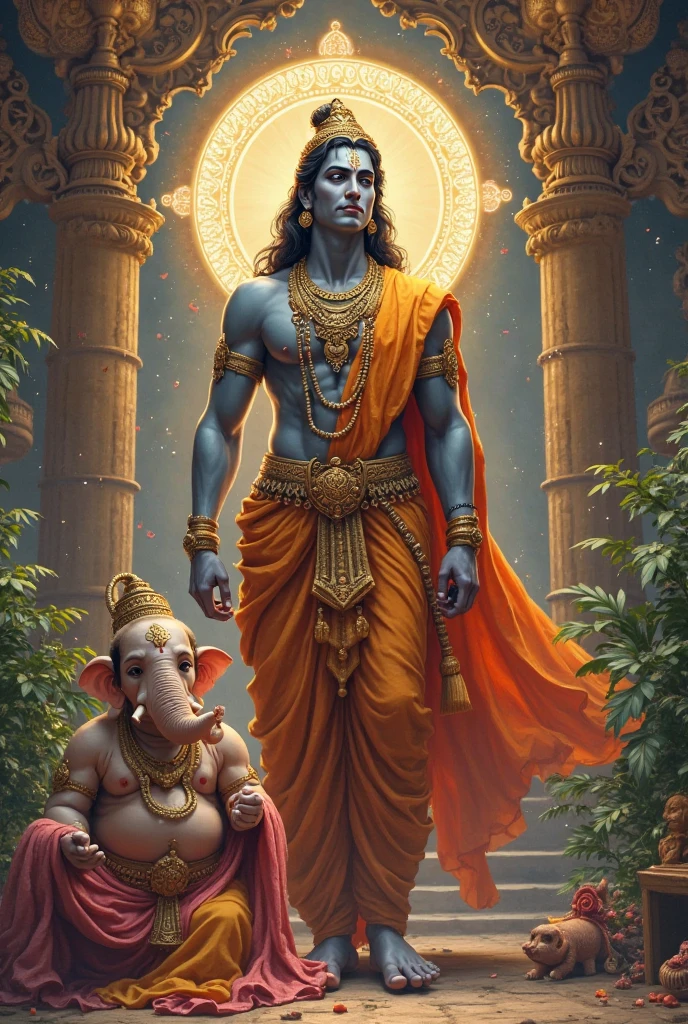 Lord Rama with elephant
