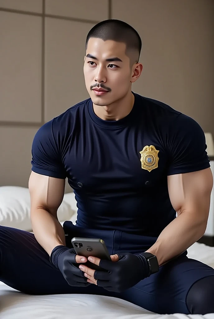 1 young handsome guy，20yr old，police officers，Interpol，Police Department，With a gun，Handsome，musculous，Thin muscles，hairy bodies，Police uniform（Fine eye 1：3），Black eyes，full bodyesbian，full bodyesbian