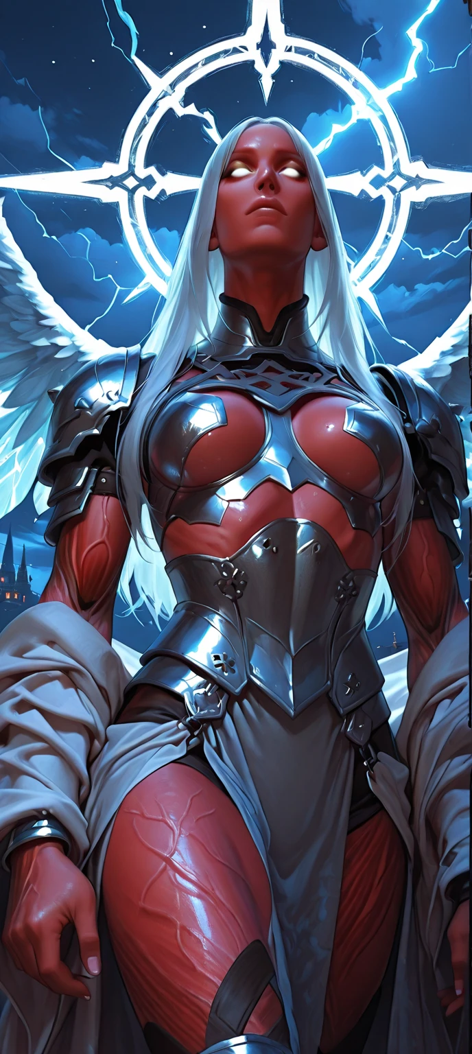 1 futuristic viking girl, female Thor, blonde hair with two braids, Helm with wings, blue colored eyes, leather armour, gray clothes, Red clothing, Dark clothes, noble lady, burglar, fancy, short clothing, warrioress, using a viking war hammer, (((fully body))), (((dental floss))), (((afro girl))), (((coxas nuas))), (((DuneWalker))), high collar, digitalpainting, matte red, Digital illustration, extreme detail, digitl art, 4K, ultra HD. Your skin is deep, rich color and her hair is pulled back into two braids, ((best qualityer)), (((Bettie Page))), (((clothes 100% vermelha))), (((slim))), (Muscles), (((Red suit))), ((Perfect masterpiece)), (detailded: 1.4), (absurdrez), (((Bob Hair))), (((full body fitness, neckline showing part of the breasts)), (((white hair woman, blushful))), 21 year old woman, beautiful sexy woman, giant robot pilot, wild with perfect corpo fitness, wearing small mecha battle armor clothes, tiny thong, Simon Bisley styled for the cover of Heavy Metal magazine, clothing with Japanese cyberpunk graphic patterns, Halftone pattern and vertical stripes