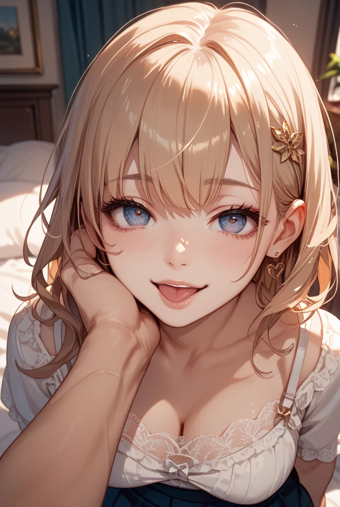 Portrait Face up image Front image woman Beautiful breasts cute Background white Open kimono Chest exposed