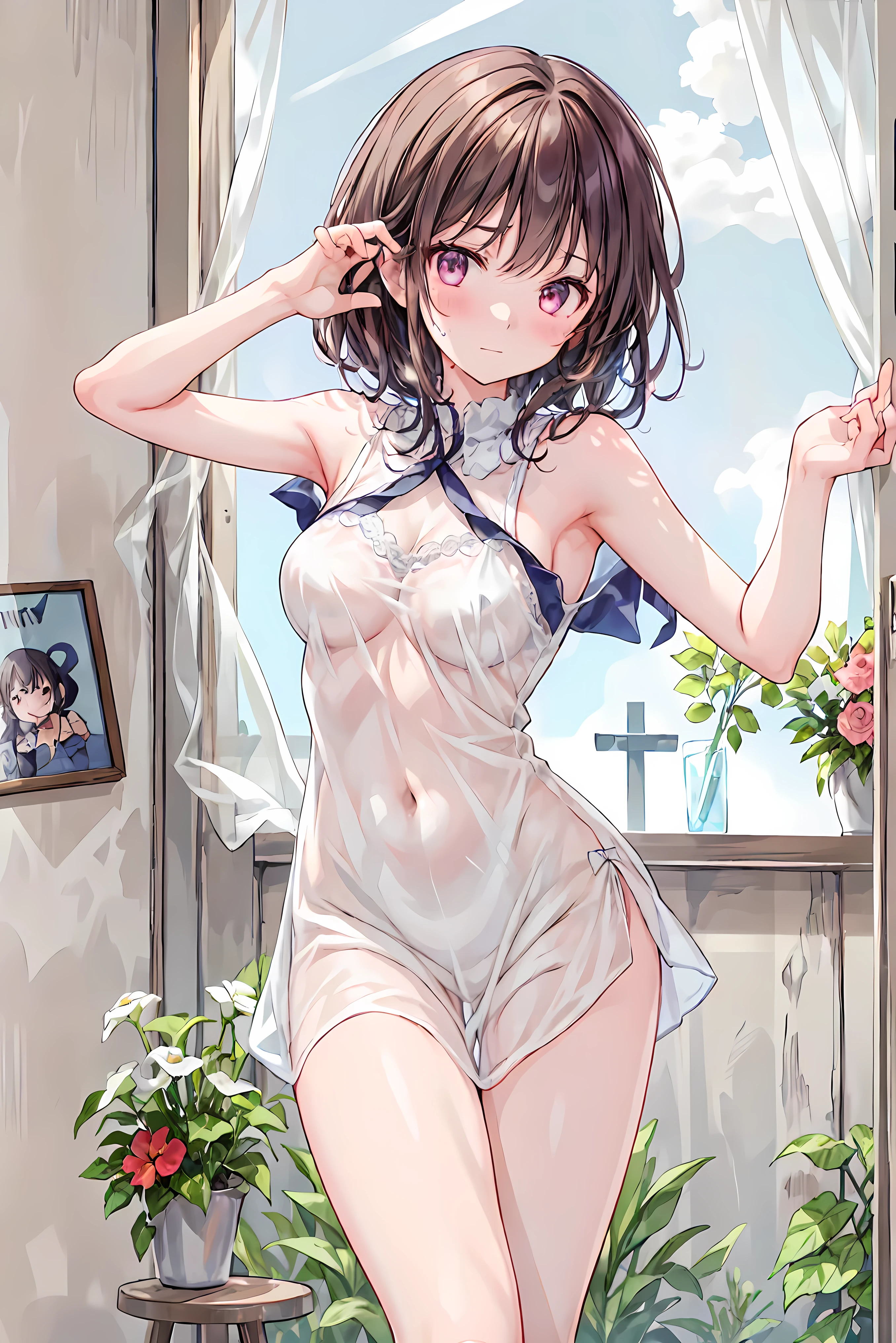 girl、solo、Stunningly beautiful、delicate and detailed、Soft Light、((cute))、Photorealistic、detail、Beautiful Skin、Delicate eyelashes、The cutest little face、Beautiful Skinの露出、Very delicate hair accessory、((Sparkling black hair))、Half Western and half Eastern、Compact head、Beautiful eyelasheodels for drawing、((Legally young))、((Legal breasts))、Estrus、Put your hands down、Embarrassed、No underwear needed、Naked lifting of the ban、(((Legal Nudity)))、((Legally young body type))、((Legally small breasts))、((Legally young))、((Legal breasts))、No underwear needed、Naked lifting of the ban、(((Legal Nudity)))、(((Legally young body type)))、Legally small breasts、Legally young、Legal breastsチラ、No underwear needed、Naked lifting of the ban、Legal Nudity、(((Legally young body type)))、(((Legally small breasts)))、(((Legally young)))、Legal breasts、No underwear needed、Naked lifting of the ban、Legal Nudity、Legally young body type、Legally small breasts、Legally young、Legal breasts、Colorful、Soft rays of light、Not too long、((Non-indicative prohibition))、torso、Upper Body、((Smile))、((upright))、((Legal ta))、((Maid))、((Devoted Sexual Service))、((Legal sexual services))、((Short Hair))