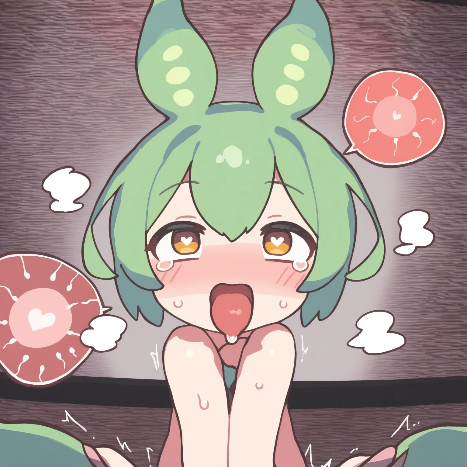 Highest quality、Great quality、16K、alone、fluffy、Furry、 A sparkling fantasy world where super cute beast girls jump around happily、Goat Beastman、Goat-like pupils、Horizontal pupil、Goat horns、Goat ears、Goat lower body、Goat Leg、Reverse jointed feet、The jointed hind leg of an animal、covered in fur up to the waist、Completely naked、Long, saggy small breasts、Long Breasts、Saggy breasts、Huge nipples、Upturned nipples、Wide-open legs、fertilized egg cell、Sperm crowding around the egg、Obtained with sperm、Giant sperm、Enlarged labia、Love juice overflowing from the vaginal opening
