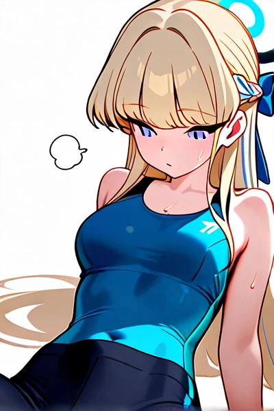 ((best quality)), ((highly detailed)), absurdres, (detailed eyes, deep eyes), (1girl), from above view looking down, sitting on her knees, Gwen (total drama), slim, skinny, blue eyes, short hair, bangs, blonde hair, makeup, large breasts, no shirt, nude, looking straight up at viewer, background is block wall and dumpster, graffiti