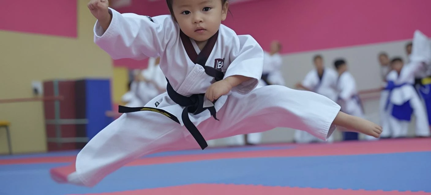 (best quality,4K,8k,high resolution,masterpiece:1.2)，Commercial Photography，little boy，Wearing a taekwondo costume，Wearing boxing gloves，Little boy waving his fist，Living room in the home，On the boxing machine，little boy&#39;s first person perspective