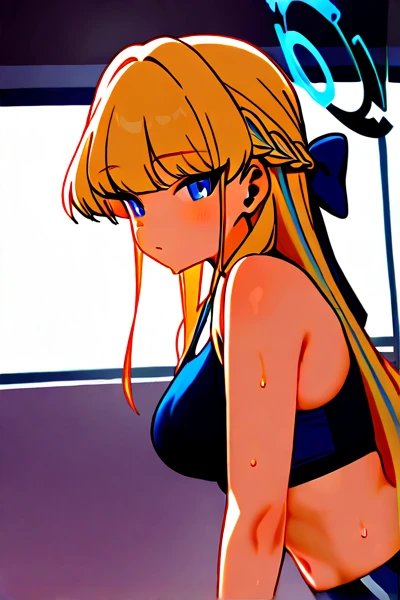 Long pale cream hair,Double Twin Tail、(Sweaty skin)、 (Highest quality, 8K, 32k, masterpiece, Ultra-high resolution:1.2)、Wet clothes、((See-through))、blush、((I am an 11 year old girl)),((((Sweat)))),((From Adobe)),Tank top,Short leggings,Fitness,training、(running)、Thighs