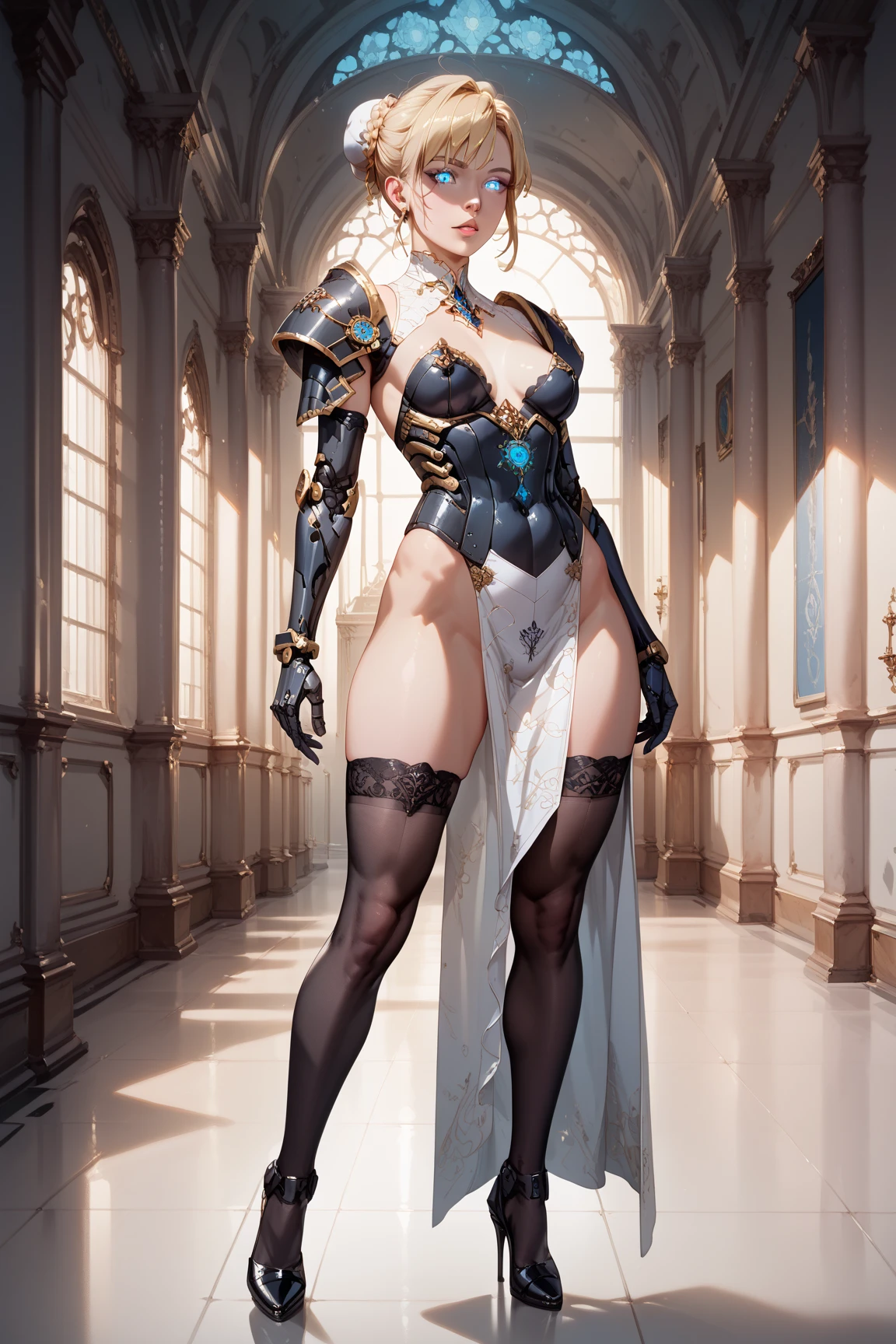 vlow angle, score_9. score_8_up, score_7_up, score_6_up, score_5_up, score_4_up, helmet , rating_explicit, , fit body, huge ass, cameltoe, navel, cleavage, short hair, bangs, looking at viewer, g4n1m3, in church, huge tits,  black lipgloss, undersized bra, huge breasts, skindentation, cleavage, nipples, bursting breasts, sideboob, erect nipples under clothes
BREAK
bondage outfit, bodysuit, fishnets,nun, chain,latex, corset,o-ring, gloves, garter straps, thigh boots, nun, mpov_fdom