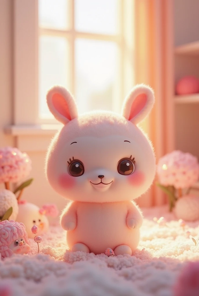 Illustration of a cute rabbit like Sanrio's Kitty