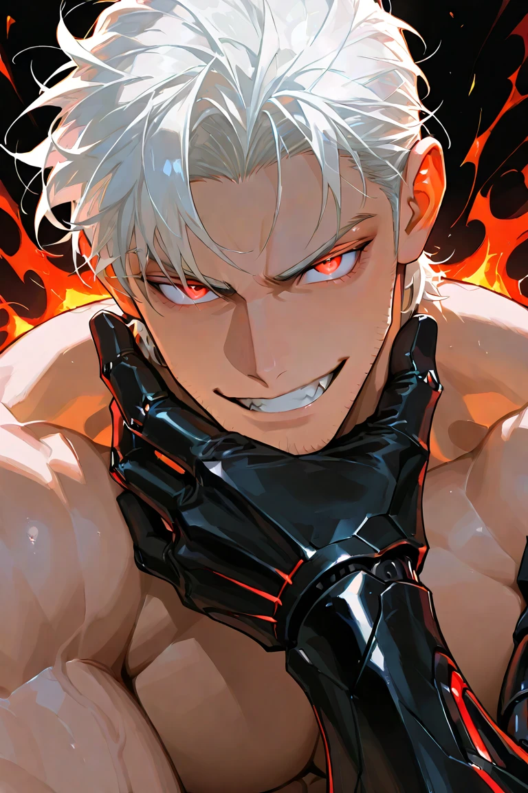《the original god》Arataki Kazuto , male people, chest muscle, Sexy , Venom symbiote for your body, Black mucus of the body , into venom, venomize,Black bodysuit,Abs,(Adult male)((Venom possession,venom symbiote)),((Masterpiece)), ((Best quality)), Ultra detailed,((illustration)), Dynamic Angle, Detailed light, (Delicate eyes), Floating, 1boy, Male focus, Head, Clothing, Yellow eyes, necklace, tattoo, (Forehead:0.8), (ahoge:0.8), jewelry, brunette color hair,apathy,Ray, chest muscle, Sexy , Venom symbiote for your body, Black mucus of the body , (into venom), Venom,frontage,Bust photo,White tight-fitting top,spiderman outfit,style of anime4 K, 4K anime wallpaper, Badass anime 8 K, 4 k comic wallpaper, young anime man, Anime boys, Anime wallpapers 4 k, Anime wallpaper 4K, High quality anime art style, Anime moe art style, Anime art wallpaper 8 K, Anime art wallpaper 4 K, RGB lighting,
