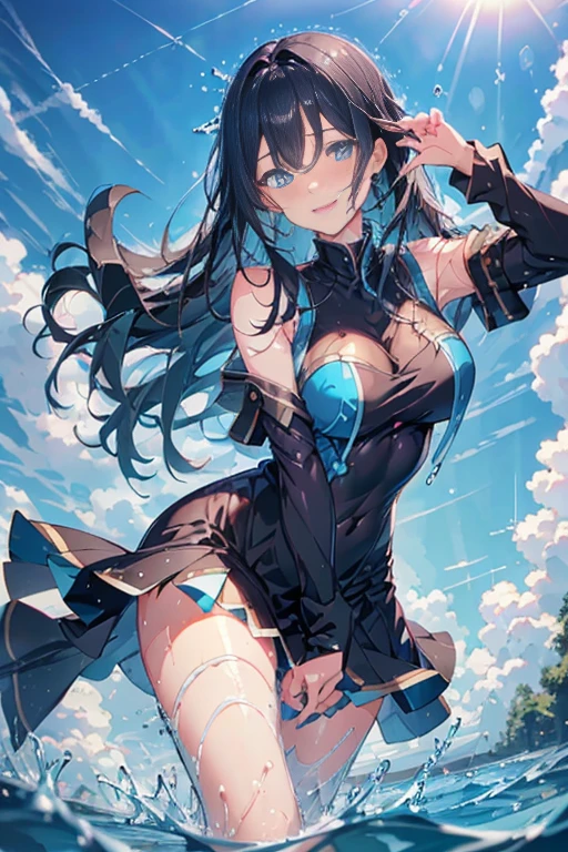 (1girl in:1.2, ( (digital) ( (Detailed passages inside the base), medium breasts, (fril swimsuit, thighs thighs thighs thighs, Detached sleeves)) , Best Quality, marierose,、Hypnorola
Eyes in the sky、1girl in,Emotionless facial expressions,Walking、grinning evily