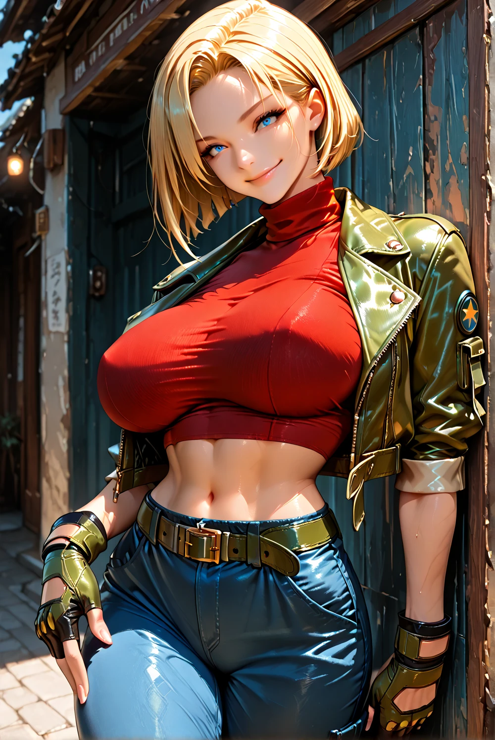 core_9, score_8_up, score_7_up, score_9, BREAK, 1girl,big breasts, score_9, score_8_up, 2D, flat color, 1girl, solo, score_9,score_8_up,score_7_up,score_9,score_8_up,score_8,ultra detailed,beautiful face,detailed background,detailed face,4k,HD,8k,highres,antialiasing,detailed,texture, BREAK, gemma_mhwilds,1girl,in a desert,colorful,gemhw, masterpiece,  navel, red jacket, portrait, simple background,