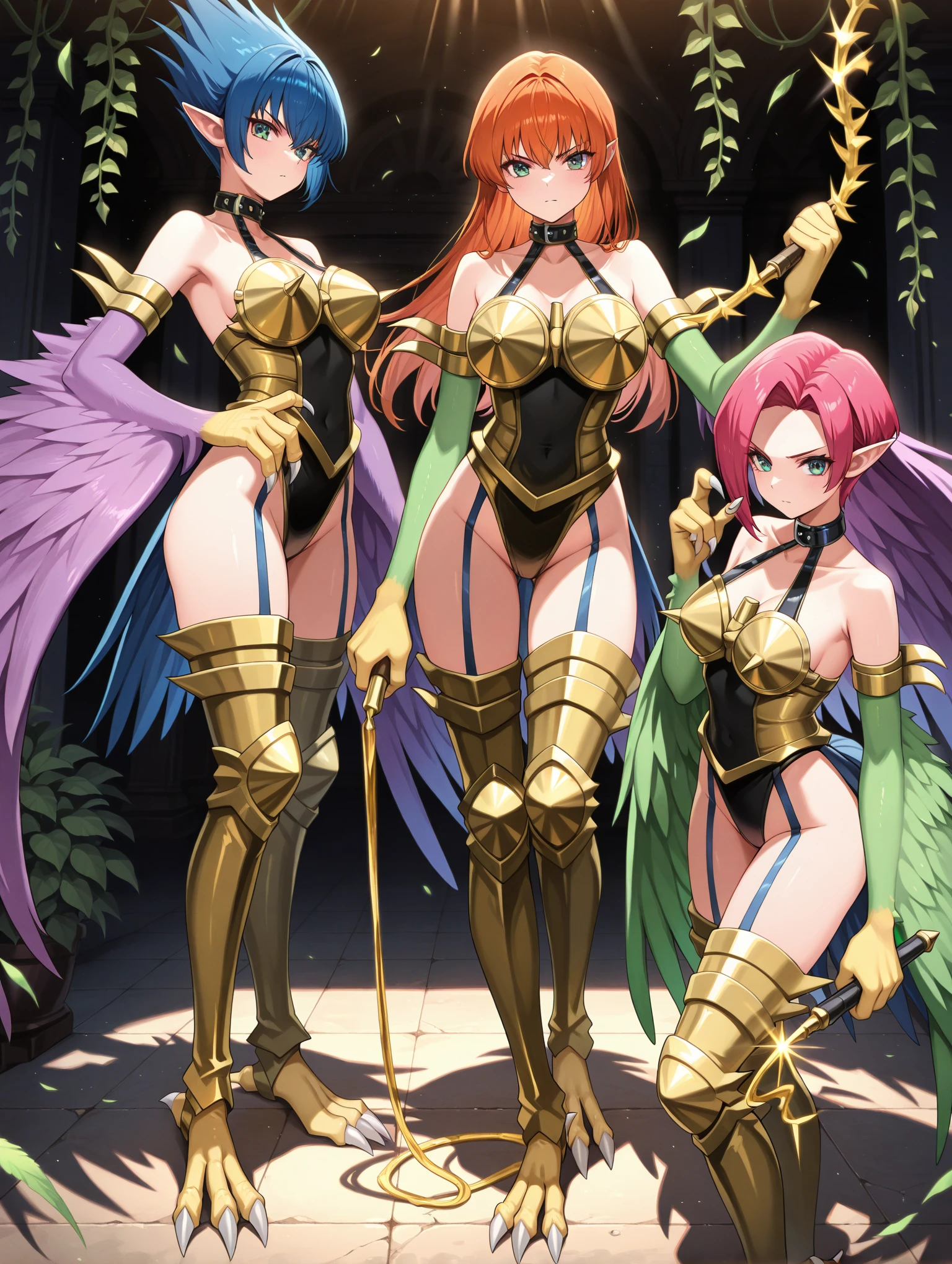 長い髪を持つbeautifulアニメ風のバードレディ,((Rin々しいeagle)),(((White and brown hair)))Long one curl hair,(((Highest quality)))Transparent Hair,Evil Face,Eyes full of sadism,(((Yellow-green eyes))),Greedy Beauty,(((A well-defined, glamorous body)))((Huge bust))Tight waist,(((Wearing a body suit)))A radical beauty in a risqué bodysuit,(Shiny bodysuit),Bird wings,Bird's Tail,((Extreme bodysuit)),((A bodysuit that exposes the chest, navel, and thighs)),((Fair skin)),beautiful,(((Archer readying))),((Holding a bow in his right hand,The statue is posing with an arrow in its left hand.)),(((detailed)))Full Body Shot,eagle(((background)))fog,Red Moon,Barren Land。