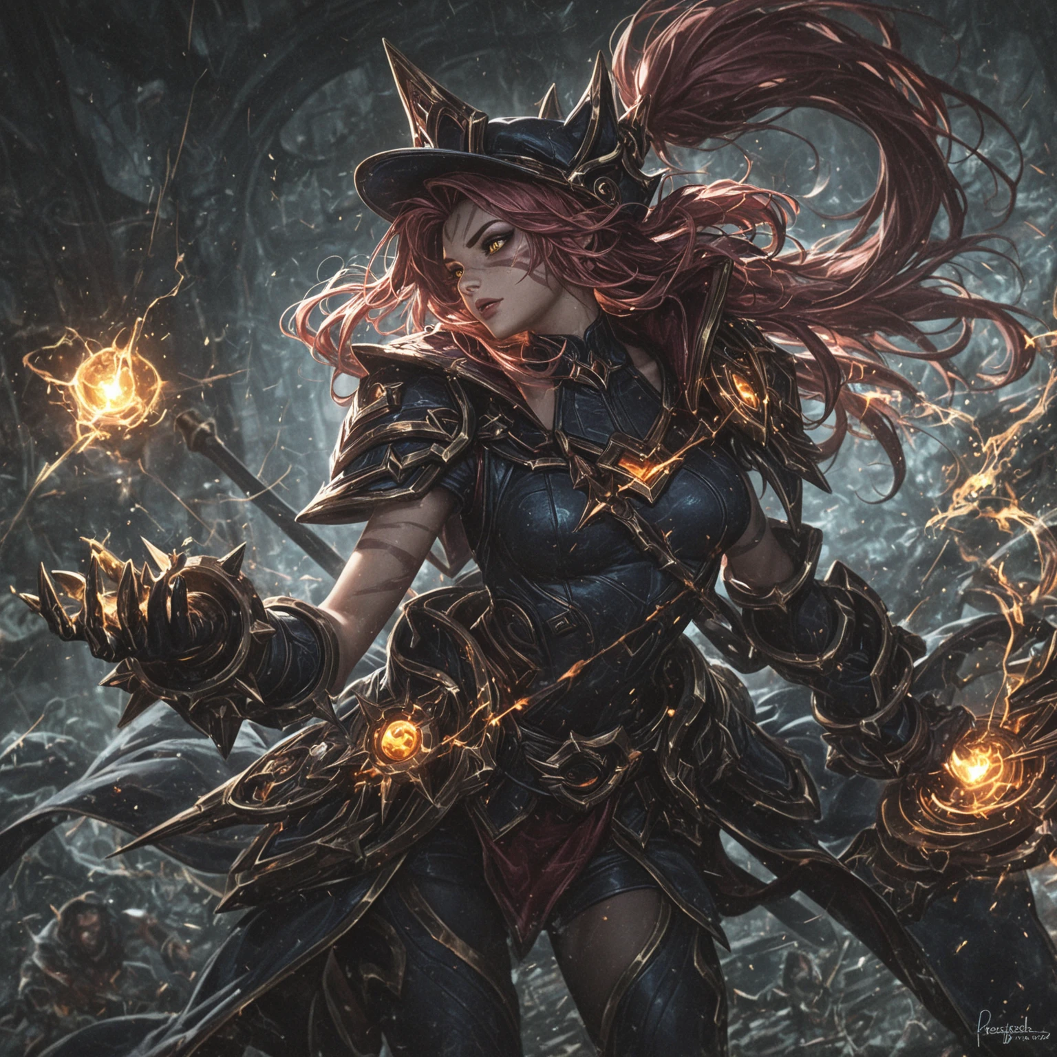 best quality, masterpiece, eye reflectionscene full body hyper detaled superpower evil sorceress, detailed symmetrical beautiful velvety green eyes, detailed gorgeous face, volumetric long lush red hair, dynamic pose, perfect shading, with dramatic lighting.centered, intricate long dress costume, seductive aura, beautiful curves,,beautiful thighs, small waist, gorgeous body, conjuring a portal, rendered in 12K resolution for high detail quality, concept art, smooth, sharp focus, illustration, field depht, highly detailed, smooth natural volumetric cinematic perfect light, intricate art masterpiece, full body image, dungeon, fire, incredibly sexy and detailed dark clothes, corset,stylized footwear up to the shin,science fiction elements,dungeons and dragons,skulls stacked on the chao,lava stream, explosion,rainy day, open portal