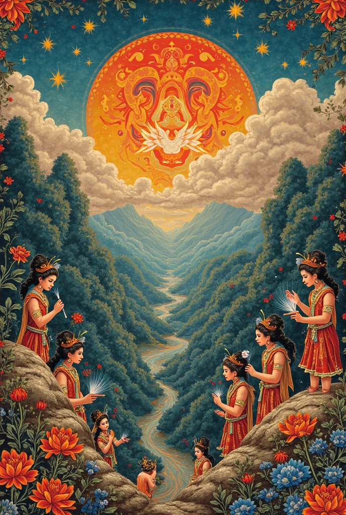 Create an image to use as a background on your cell phone.
In the image at the top there are 72 names of God in Hebrew, surrounded by the tree of life. Below the tree of life is krishna and radha, blessing Shiva and Parvati, ganesha is playing with brahma and saraswati
