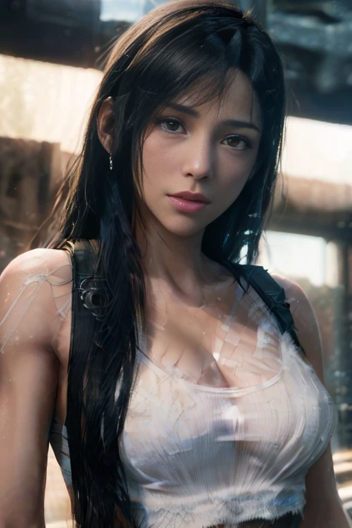 (8k, RAW photograph, Highest quality, masterpiece: 1.2), (Realistic, photographRealistic: 1.37), 1 girl, Japan, 28 years old, woman, rain, Cityscape, night, street, Blurred Background, (Real person, photograph), whole body, Detailed face, Detailed lips, Detailed eyes, More skin, double eyelid, Dark brown hair, (large chest: 1.5), (Red underwear)), Small areola: 1.4, ( pubic hairの形がはっきり見える), pubic hair, (Wet bare skin: 1.3), 革ジャケットの前を開けてchestの谷間を強調する, Perfect body, chest, Sexy pose, Sexy Appearance, Dynamic pose, Cowboy Shot, Make eye contact with the camera,大きなchest