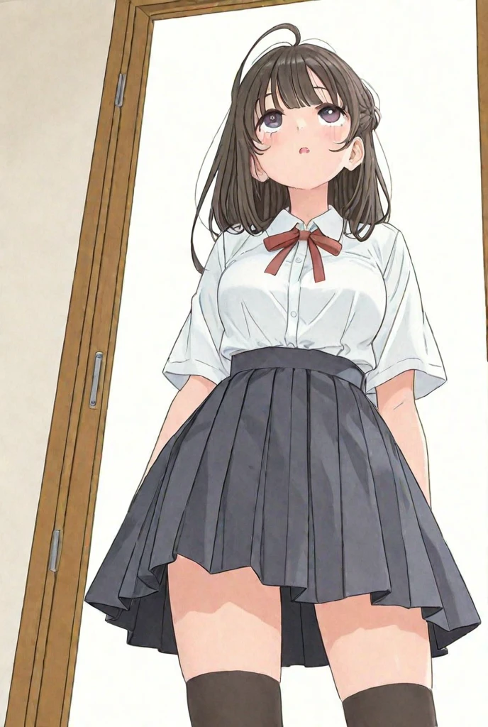 (masterpiece, best quality:1.2), 1girl, solo,standing_split,
Yuuki Mikan, long hair, without black sleeveless short vest,pink skirt,ropa interior