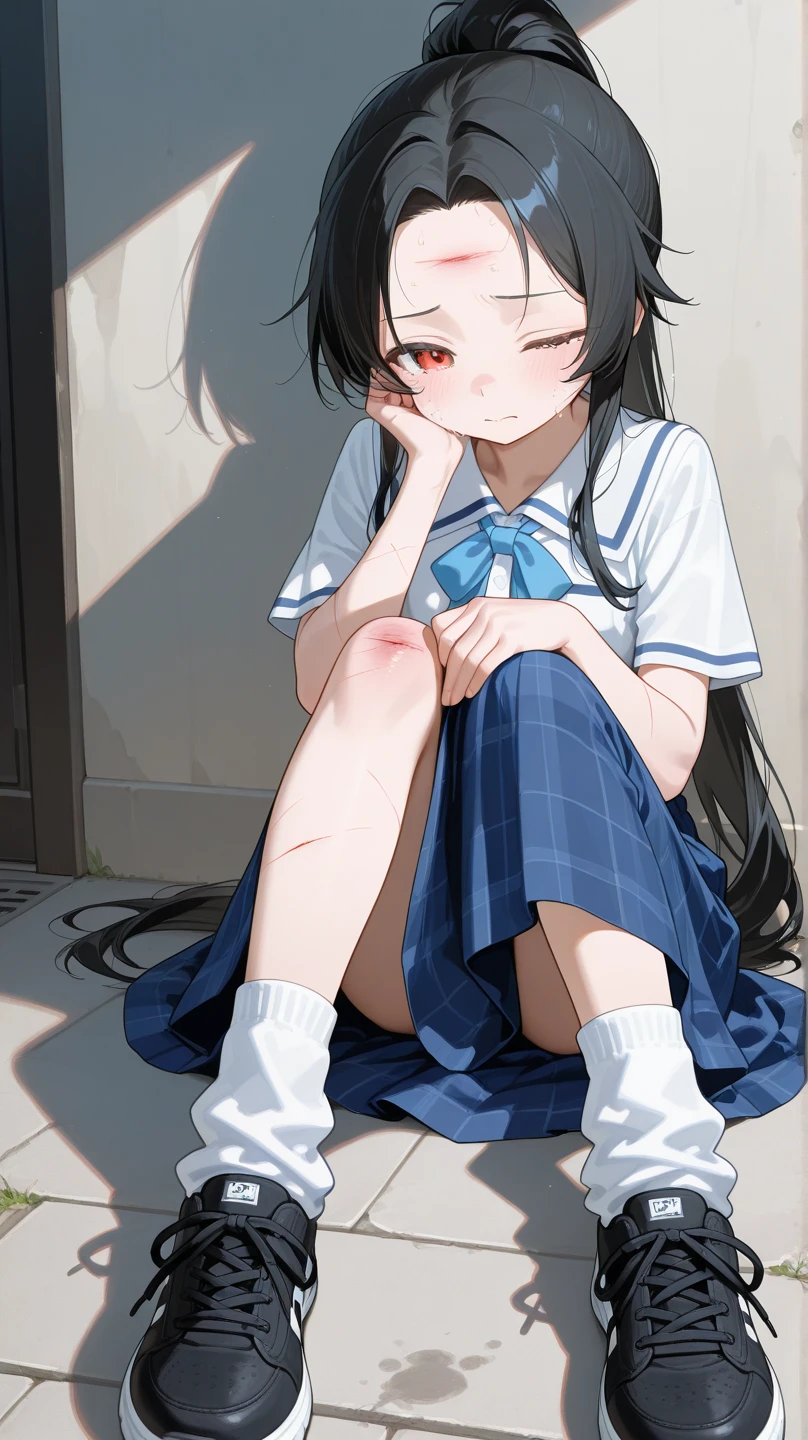 (masterpiece, Highest quality:1.2), One Girl, alone,Bony body、15 years old、Prostration、lower one's head、Prostration、From above、take a bow、seiza、On the floor、Rest your forehead on the floor、Lie down