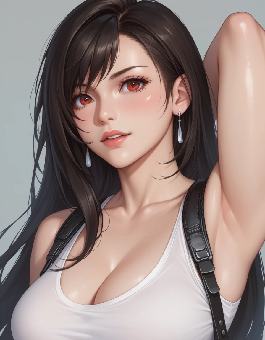Matoi Ryuuko (Kill la kill), Fleshy thighs, Instagram pose，Dynamic angle, Show armpits, ((Sports bra)), Nipples, C cup, Happy expression, (Entire body image:1.5), (8K, Best quality, A high resolution:1.35), (RAW photo:1.2), (Photorealistic:1.37), (Masterpiece: 1.25), Dramatic lighting, Photon maping, Symmetry, Complexity, Elegance, (1 girl), Large of breast, Long eyelashes, Detailed eyelashes, Eye shadows, Glowing eyes, ((Natural makeup, Clear facial features)), ((Curvy build, Showing stomach)), ((Fine detailed beautiful eyes: 1.2)), Bad girl, Erotic, ((Hotel room background, Night))