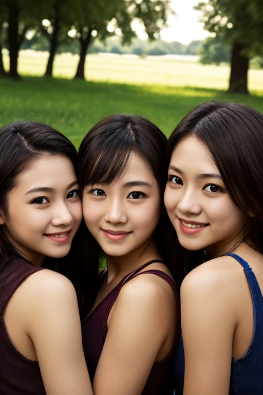 nsfw,multiple cute Asian Beauties laughing happily in a park outdoors,1girl,2girls,beautiful detailed eyes,beautiful detailed lips,extremely detailed eyes and face,longeyelashes,smiling,happy,joyful,bright colorful,vibrant colors,warm lighting,detailed environment,lush greenery,beautiful scenery,photorealistic,hyperrealistic,8k,high resolution,intricate details, (Squirting Girls: 1.34)
