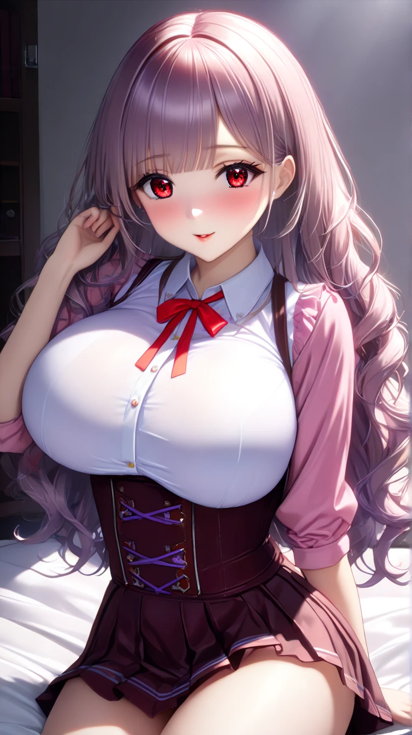 (best quality,highres:1.2), Huge breasts,ultra-detailed,realistic:1.37,portrait,nurse cap,detailed face,heart-shaped pupils,pink nurse uniform,loves students,off-shoulder,Red Cross,slim girl,physically-based rendering,white stockings,on your belly.