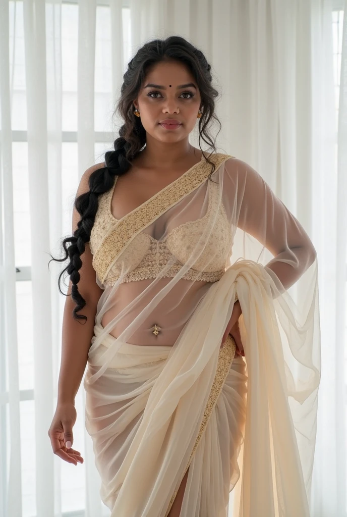 18 yr teen indian girl very attractive wearing black saree shining with black blouse and a small necklace medium haired fair skin tone
