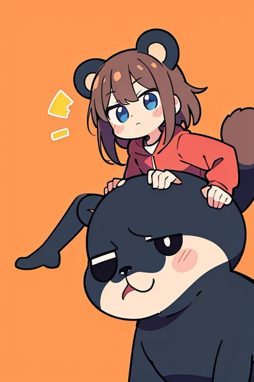 lolicon, ass up, torn panties, flipped blue skirt, cute, pigtails, ((small ass)), surprised, brown hair, bite marks on ass, (ass bitten by wolf)