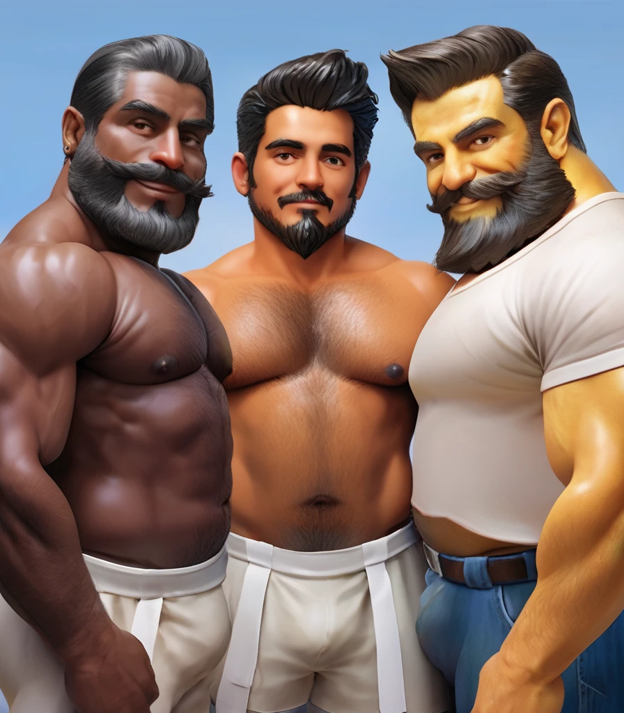 (((2heads))), 1man,(big bulge), chubby, very feminine and beautiful face, facial hair, no body hair, tight red karate clothing, karate headband, wet, drenched, massive big bulge in crotch, dripping gooey white slime on skin,oiled skin, wet skin, dirty blonde, dark hair with highlights, smiling, full body, at a dojo,realistic, detailed,oiled skin, glistening skin
