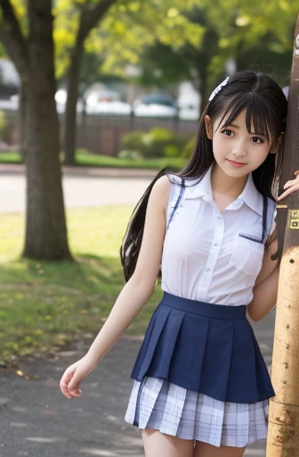 Nino Nakano riendo,pose sexy,ropa deportiva,sudor,field with trees,Swayback stance,Photorealistic, high-quality 32k photo of a beautiful Japanese girl in a playful sundress, with detailed eyes and a lively smile, sitting on a picnic blanket in a park. She’s wearing a Sailor suit, with High socks and loafers her hair in a loose braid. The image captures her surrounded by nature, with a focus on her cheerful demeanor and the peaceful greenery around her.(Flirtingly lifting her skirt to show her panties:1.3),(stick out butt:1.3)