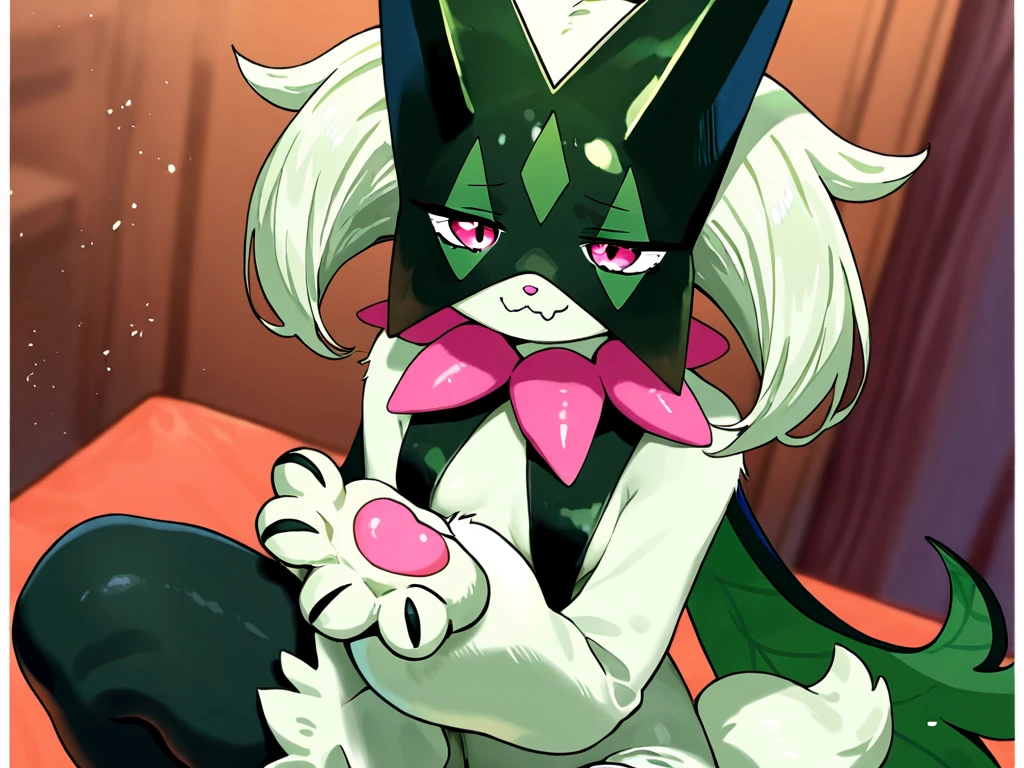 score_9,score_8_up,score_7_up, source_furry, meowscarada from Pokemon, tall slender body, furry body, eyes half open, medium breasts, :3, nipples, blowjob, oral sex, she is sucking on a nude human males cock, cumming in her mouth, ahegao, looking up at male, outdoors at a grassy field, side view