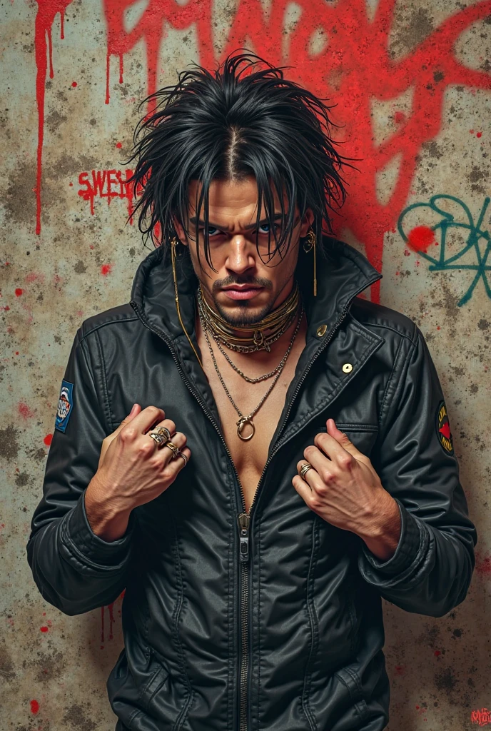 Male youth,,((masterpiece)), ((best quality)), Ultra Detailed,Dynamic angle, (Exquisite eyes),1 Boy, Male focus, head, Chinese physiognomy,Side back bangs,Medium-length hair style with shawl at the back of the neck,Dark Skin,Bronze skin,clothing, Yellow eyes, necklace, Tattoo, (forehead:0.8), (Ahog:0.8), Chest muscles, Eight-pack abs, Sexy , bad boy,Young male,Bare male genitalia,Completely naked。
