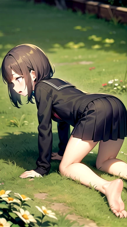 nsfw,suzune horikita, 1girl,1boy,(Red eyes:1.3),Alley,cowboy shot,(Medium chest),Hair Ribbon,naked,spread legs, legs up,Black thigh-high socks,(orgasm,pussy juice),short hair