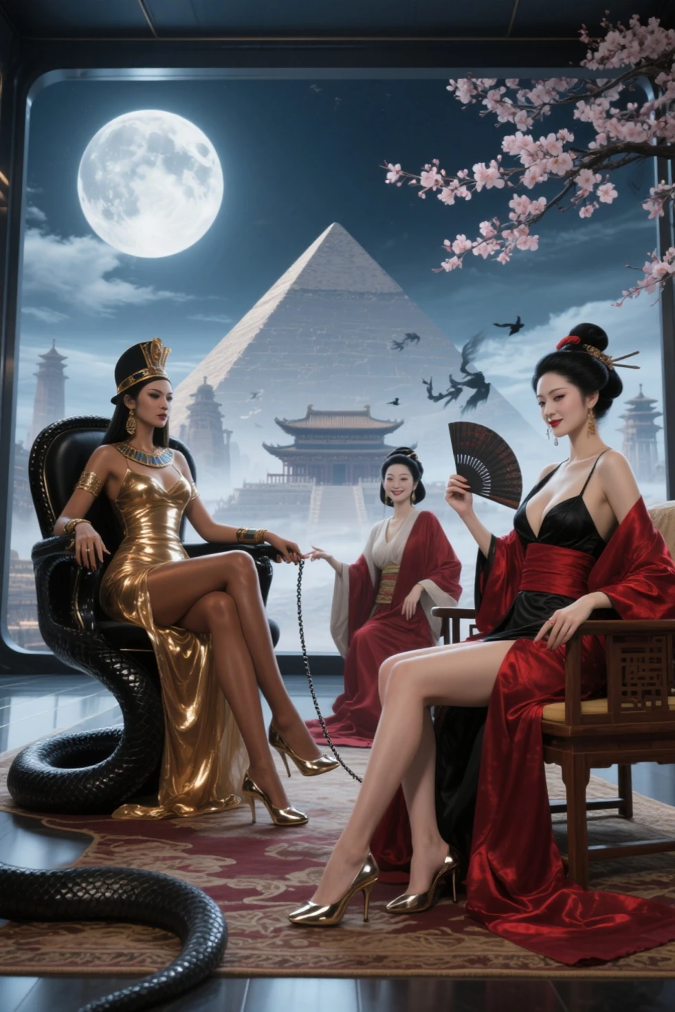 xiangqi chess whith european thong girls, the heroes play, fantasy art, surrealism, 8K, concept art, trending to artstation