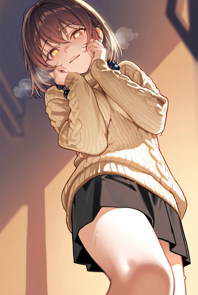 (((One girl))), Shibuya, streat, blond hair, bob cut, (looking at viewer), (((full body))), squatting, head rest, breasts, teenager, head tilt:1.3, (((blue eye))), constricted pupils, (from side:1.3), ((happy smile)), (((black hoodie:1.3, black shorts:1.3))), bare legs, ((black platform sneakers)), anime style, (best quality, 4k, 8k, highres, masterpiece:1.2, ultra-detailed, ultra-detailed eyes, HDR, UHD, studio lighting, ultra-fine painting, sharp focus, physically-based rendering, extreme detail description, professional, vivid colors, bokeh)