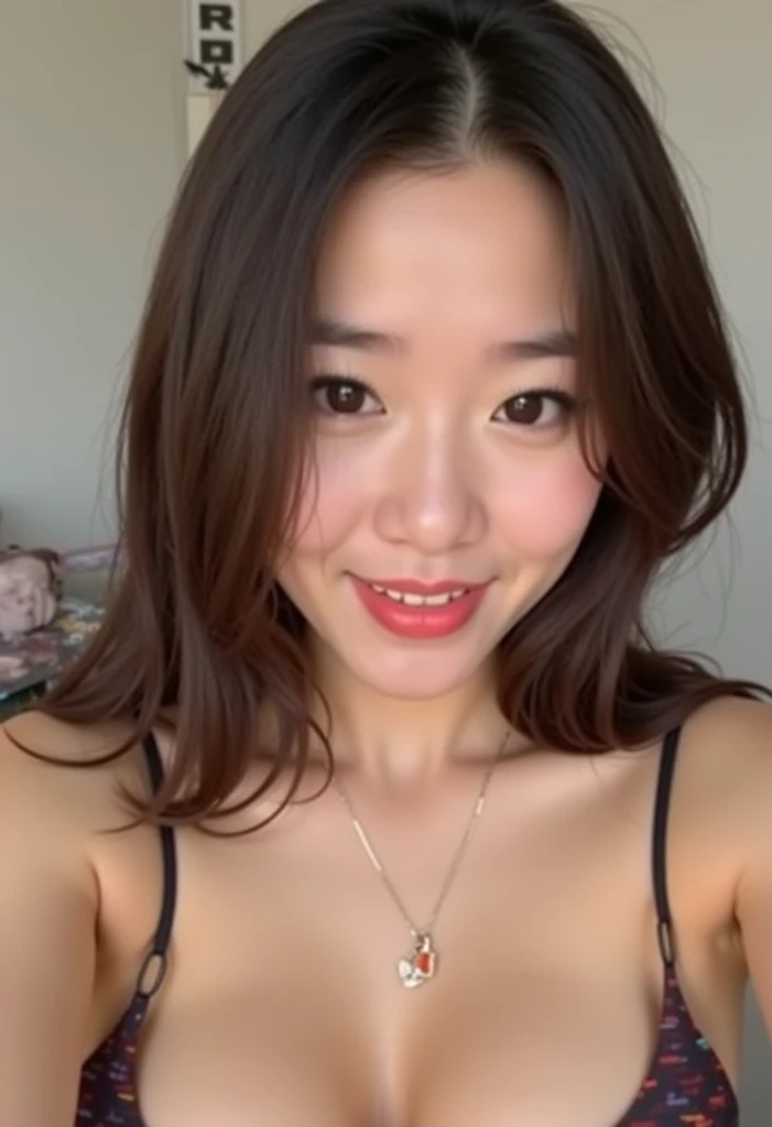 One woman((Upper body selfie、Happiness))、nude、spreading legs、masterpiece、top-quality、Ultra-detail、the ground、outside of house、naturey、(japanes:1)、(a blond:0.9)、wearing bunny outfit、Black clothe、large full breasts、Looking at the camera、jolly、Happiness、stony、a river、Contrasty