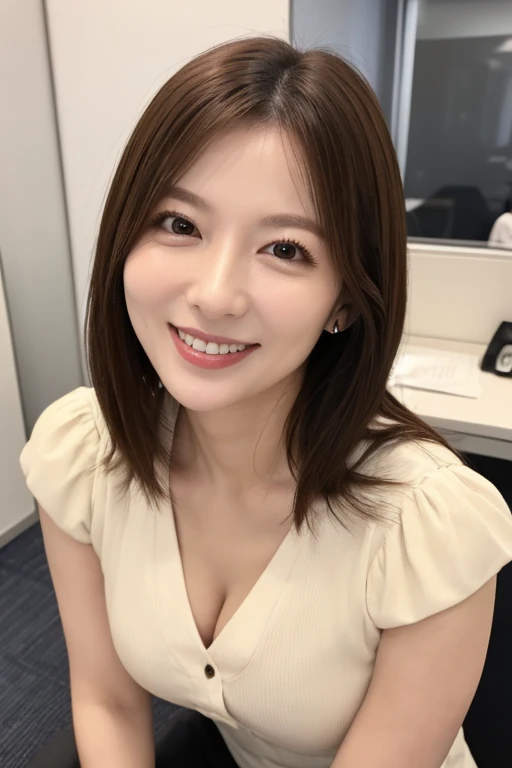 nsfw,masutepiece, Best Quality, Photorealsitic, finely detail, hight resolution,beautiful japanese woman,beautiful detailed eyes, beautiful detailed lips, extremely detailed face, small head, small areola, soft light,blur,cinematic lighting, photorealistic, 8k, high quality, hyper detailed, look at me,smile,(random location),(medium breasts:1.2),(inoueseika),slender,beautifull legs,(cleavage:1.3),(sexy posing:1.2), (bokeh:1.3), (office lady:1.2),(suit:1.2)