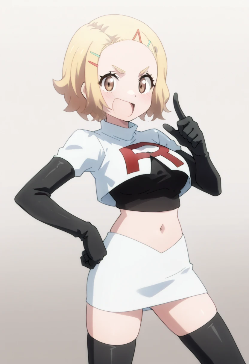 (masterpiece:1.2, best quality:1.2, beautiful, high quality, highres:1.1, aesthetic), detailed, extremely detailed, ambient soft lighting, 4K, perfect eyes, perfect face, perfect lighting, 1girl, solo, Tanya von Degurechaff, huge ass, huge breasts, huge thighs, narrow waist, wide hips, thick thighs, curvy, ponytail, , hands in the air, jumping, pompoms, cheerleader, cheerleader outfit, mini skirt, exposed midriff, underboob, bouncing breasts, collar,blushing,sweating, (breathing hard), (panting), anime, military hat, red pendant, smile,