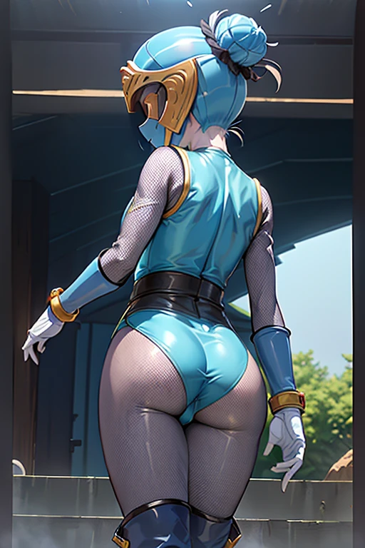 1 girl, alone,A full-face helmet that covers the face and hair,((Beautiful face under the mask:1.4)), Hurricane Blue, (Thick and intricate lines drawn on the chest), Suit side lines, internal, the suit is blue、Long gloves and boots are white,Ultra mini skirt,(No stockings:1.2), (Very shiny helmet and suit), 3D Helmet,Perfect balance,Highly detailed CG Unity 8k wallpaper, Perfect lighting, Tabletop,highest quality, 超A high resolution,4K,Super detailed, photograph, 8k, Hmph, High resolution, Absurd:1.2, Kodak Portrait 400, Film Grain, Lens flare,プロのphotograph撮影, ((Anatomically correct)), Outdoor,Japanese garden,blue sky,(Spread your legs,Sexy pose:1.4),Big Breasts,Cleavage,Erect nipples,Camel Toe,From below,(Sweat:1.2),pussyfocus