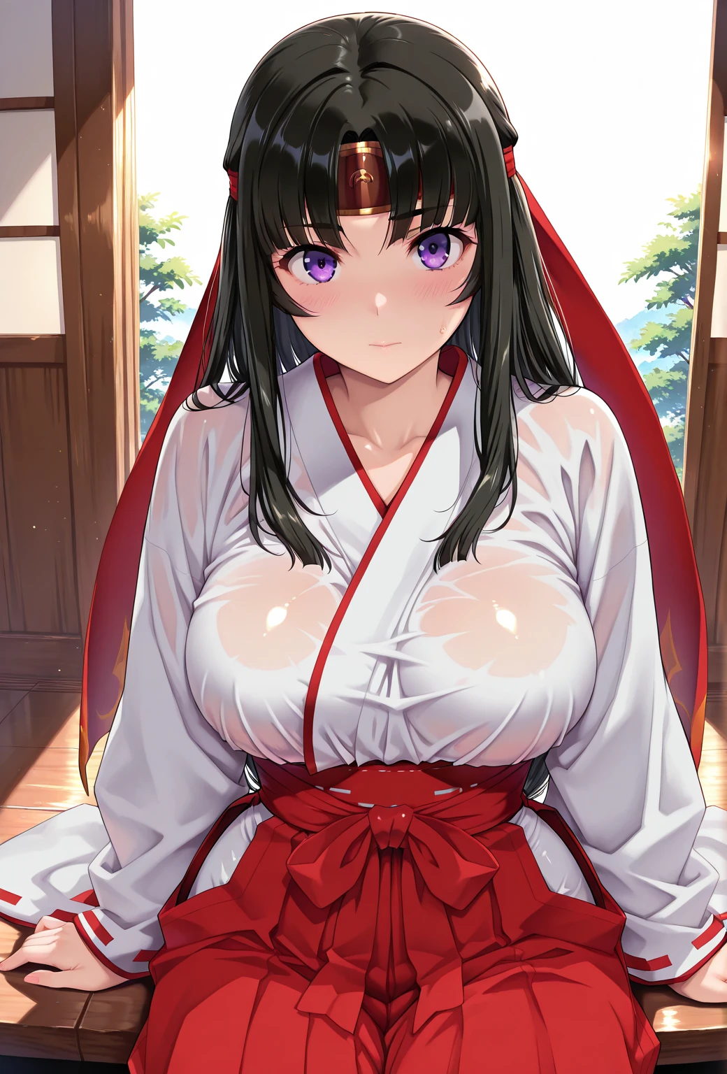 8K　Historical drama style　A beautiful slender Japanese Edo princess with long black hair　Gorgeous embroidery, Ultra glossy, She is wearing a shiny Edo-period princess kimono.　She exposes her nipples and squeezes out breast milk on the futon