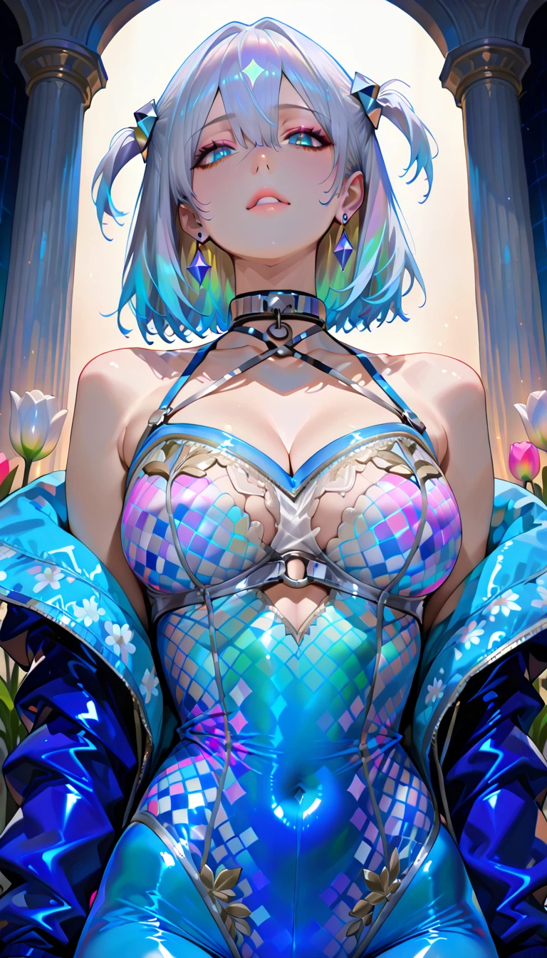 (masterpiece, best quality, top quality, official art, beautiful beautiful:1.2), (1 girl), very detailed, (fractal art:1.3), (watercolor:1.3), colorful, most detailed, ((short hair with bangs)), big breasts