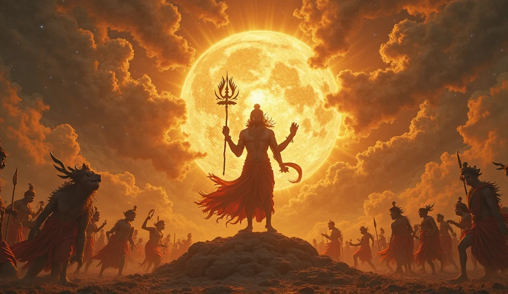 Lord Rahi Rahu disguising himself among Devas and drinking Amrit, caught by Sun ...
